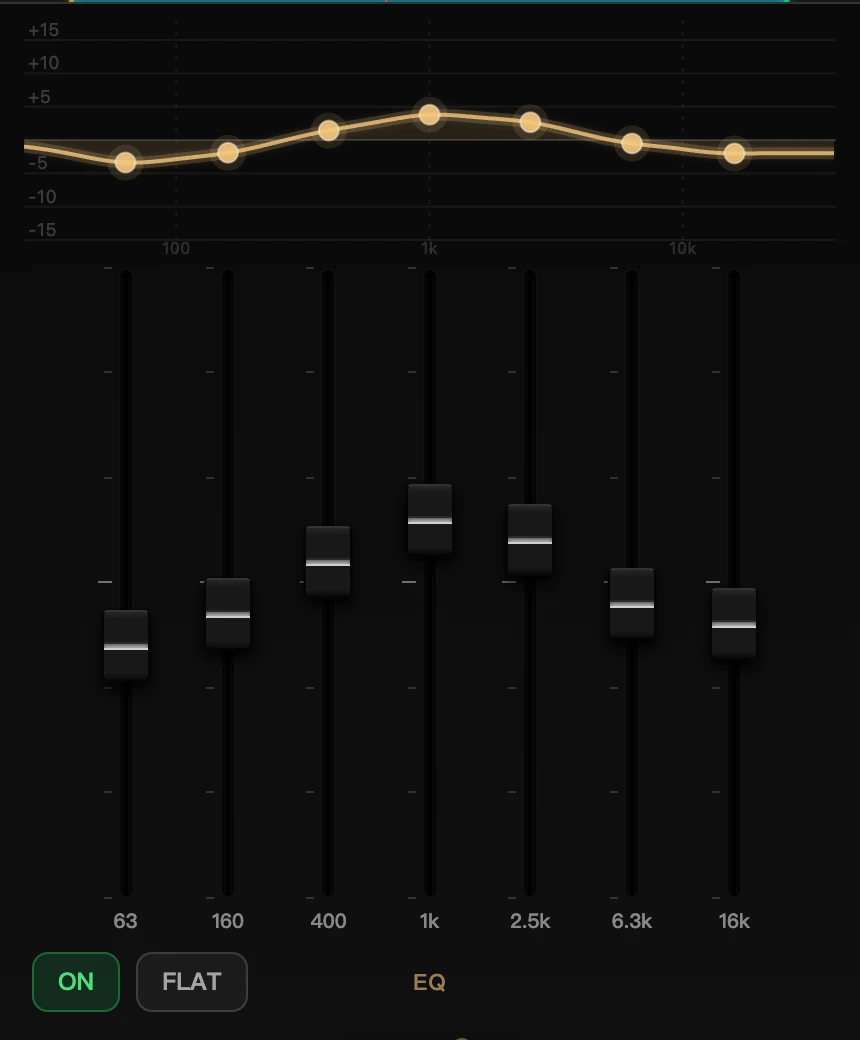 七段 EQ 曲线与频段推杆
